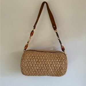 UrsBags Etsy Turkish Cylindrical Raffia Woven Shoulder Bag